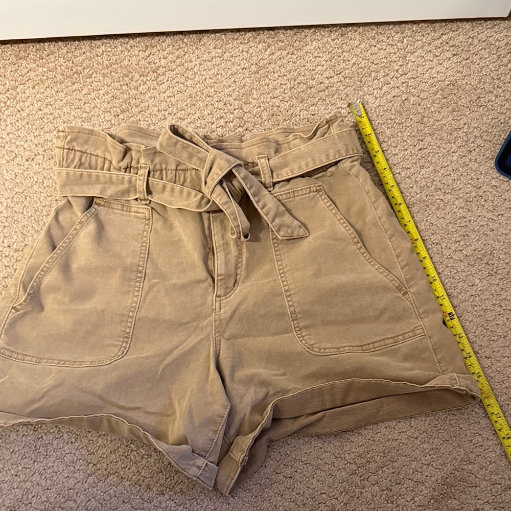 LOFT High Waist Tan Shorts